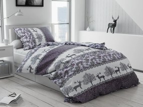 Mikroplüss ágyneműhuzat Karácsonyi rénszarvasok szürke