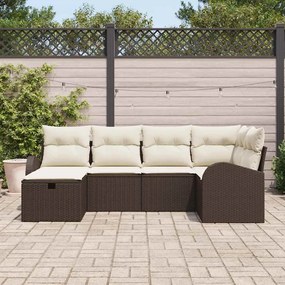 Kerti Kanapé Szett 6 pcs Barna és krémszínű 234 x 124 x 85 cm