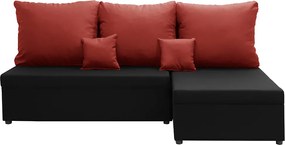 BODZO Kinyitható sarokkanapé Fekete/piros