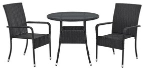 Juskys Yoro rattan kerek asztal Ø80 cm - fekete