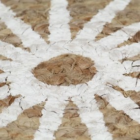 kézzel font jutaszőnyeg fehér mintával 120 cm