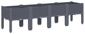 szürke PP rácsos kerti ültetőláda 160 x 40 x 42 cm