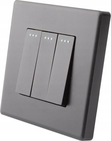 Kapcsoló Fénykapcsoló Hármas Fali Fekete Műanyag Luuna