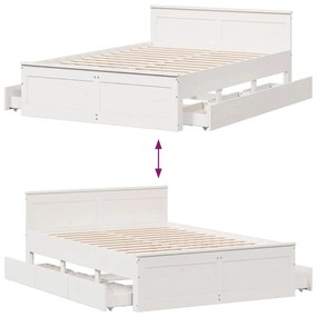 fehér tömör fenyőfa fejtámlás ágykeret matrac nélkül 140x190 cm