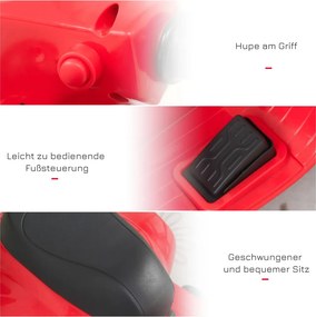 HOMCOM Elektromos gyerekmotor vespa, LED fénnyel, hanggal, 18-36 hónapos korú, piros