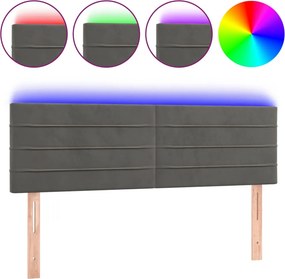 vidaXL sötétszürke bársony LED-es fejtámla 144x5x78/88 cm