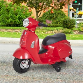 HOMCOM Elektromos gyerekmotor vespa, LED fénnyel, hanggal, 18-36 hónapos korú, piros