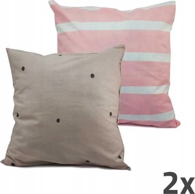 Home Elements Kétoldalas párnahuzat, st. szürke és rózsaszín, 2 db-os készlet