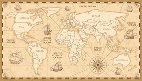 Térkép Vector antique world map with countries boundaries, MicrovOne