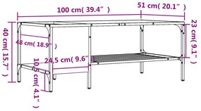 fekete szerelt fa dohányzóasztal állvánnyal 100 x 51 x 40 cm