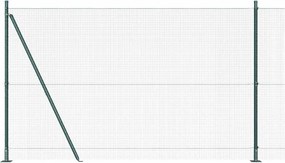 vidaXL Kerítésoszlop Zöld 25 x 1,5 m (16 x 16 mm háló) Acél és PVC