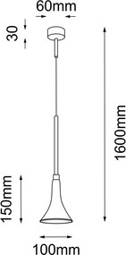ANTIGO 8531 KANZAKI Egyágú Függesztett Lámpa Fém LED IP20