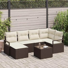 vidaXL Kanapé Szett 7 pcs Barna polirattan
