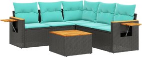 vidaXL 6 részes fekete polyrattan kerti ülőgarnitúra párnával