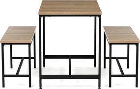 Étkezőgarnitúra 2 paddal, 110x60x75 cm méretben, MDF kivitelben, tölgy színben AUT-G1175 OAK