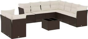 vidaXL 10 részes barna polyrattan kerti ülőgarnitúra párnákkal