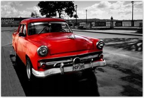 Poszterek 200x135 Kubai piros autó
