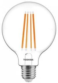 LED lámpa , égő , izzószálás hatás , filament , E27 foglalat , 11 Watt , meleg fehér , TOSHIBA , 5 év garancia