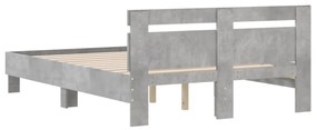 betonszürke szerelt fa ágykeret fejtámlával 120x200 cm