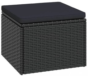 fekete polyrattan kerti ülőgarnitúra