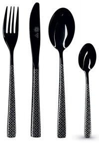 Art Deco 24 db-os evőeszköz készlet rozsdamentes acél fekete