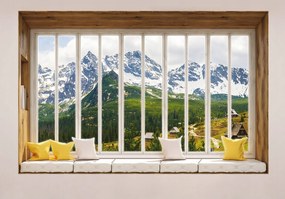 Fotótapéta Hegyek az ablakon túl vinil kilátás 520x318 +ragasztó