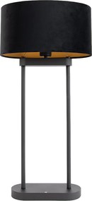 Asztali lámpa fekete, fekete ovális búrával 35 cm - Thijmen