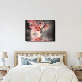 Üveg kép - Virágok és pillangó (70x50 cm)