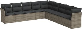 vidaXL 9 részes szürke polyrattan kerti ülőgarnitúra párnákkal