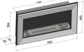 InFire - Beépített BIO kandalló 49x90 cm 3kW fekete