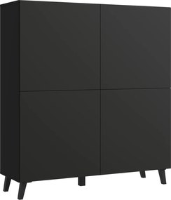 Highboard komód Phuket 120 cm fekete grafit, Tv polc, csendes ház