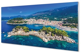 Üvegképek Görögország Panorama tengeri város 100x50 cm