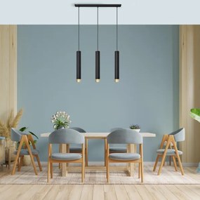 LED Csillár zsinóron TUBA 3xGU10/4,8W/230V fekete/arany