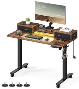 Íróasztal, elektromosan állítható magasság, rusztikus barna 60 x 120 x (72-120) cm