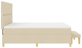 Box Spring Ágy matraccal és padlábbal, krém szövet