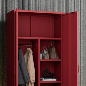 Gardróbszekrény FLAVIO, 800 x 1850 x 450 mm, Modern: piros