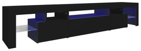 fekete TV-szekrény LED-világítással 215x36,5x40 cm