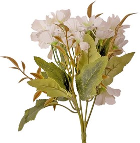 15 virágfejes, 5 ágú krizantém selyemvirág csokor, 25cm magas - Fehér