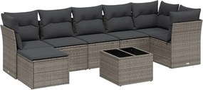 vidaXL 8 részes világosszürke polyrattan kerti ülőgarnitúra párnával