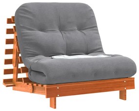 viaszbarna tömör fenyőfa futon kanapéágy matraccal 80x206x11 cm