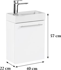 Fantastic alsó fürdőszoba bútor, mosdóval, fehér színben