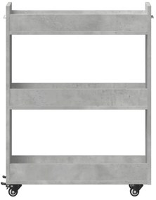 betonszürke szerelt fa szekrény kerekekkel 60 x 22 x 79 cm