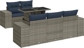 vidaXL 6 részes szürke polyrattan akácfa kerti ülőgarnitúra párnákkal