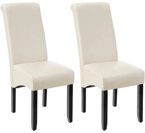 TecTake GmbH 401295 ergonomikus tömörfa étkezőszék - krémes, 2 darabos készlet