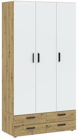 BASIC Gardróbszekrény Tölgy/Fehér Színben 110 cm 3D4S