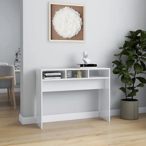 magasfényű fehér szerelt fa tálalóasztal 105 x 30 x 80 cm