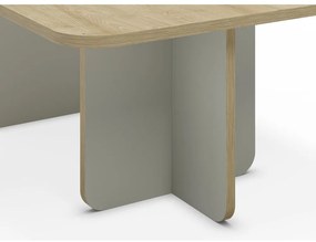 Világoszöld-natúr színű dohányzóasztal tölgyfa dekoros asztallappal 56x100 cm Hillary – Marckeric