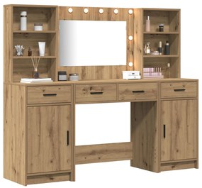 Sminkasztal Készlet 3 pcs kézműves tölgy 78.5 x 41 x 135 cm