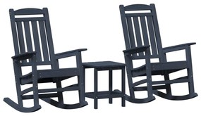3 Darabos Kert Lounge Szett Tengerészkék HDPE
