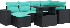 vidaXL 9 részes fekete polyrattan akácfa kerti ülőgarnitúra párnákkal